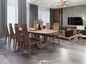 bàn ghế ăn gỗ óc chó giá rẻ