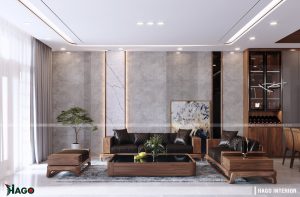 nội thất phòng khách gỗ óc chó cao cấp