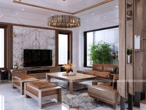 sofa gỗ óc chó hiện đại