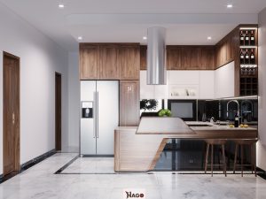 Tủ bếp gỗ tự nhiên hiện đại