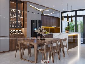 Bàn ghế ăn gỗ đơn giản, mộc mạc