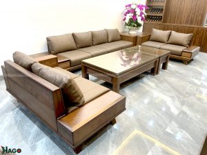 sofa gỗ óc chó hiện đại