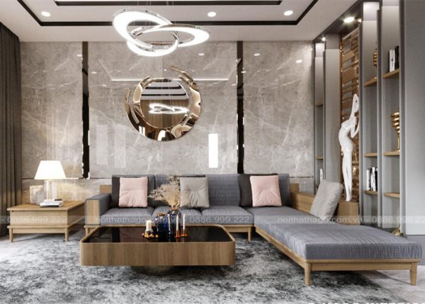 Sofa L gỗ Sồi Nga