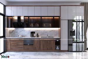 Tủ bếp gỗ chữ i hiện đại